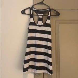 Lulu lemon black and white striped workout tee